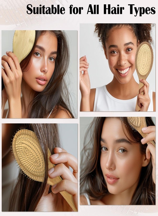 Zoolinn Bamboo Hair Brush, with Metal Bristles - Anti-Static, for Smoothing & Massage & Detangling, for All Hair Type, Men, Women - Image 5